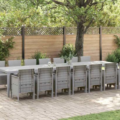 Set de masă de grădină cu perne cu pernă 15 pcs Gri deschis PP GartenMobel Dekor