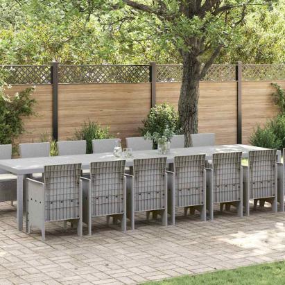 Set de masă de grădină cu perne cu pernă 15 pcs Gri deschis PP GartenMobel Dekor