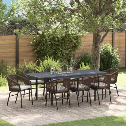 Set de masă pentru grădină 9 pcs Maro poliratan GartenMobel Dekor