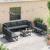 Set de canapele pentru grădină cu pernă 9 pcs Negru Aluminiu GartenMobel Dekor