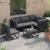 Set de canapele pentru grădină cu pernă 6 pcs Negru Aluminiu GartenMobel Dekor