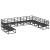 Set de canapele pentru grădină cu pernă 10 pcs Negru Aluminiu GartenMobel Dekor