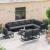 Set de canapele pentru grădină cu pernă 10 pcs Negru Aluminiu GartenMobel Dekor