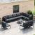 Set de canapele pentru grădină cu pernă 11 pcs Negru Oțel GartenMobel Dekor
