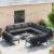 Set de canapele pentru grădină cu pernă 11 pcs Negru Oțel GartenMobel Dekor