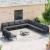 Set de canapele pentru grădină cu pernă 12 pcs Negru Oțel GartenMobel Dekor