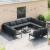 Set de canapele pentru grădină cu pernă 12 pcs Negru Oțel GartenMobel Dekor