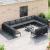 Set de canapele pentru grădină cu pernă 12 pcs Negru Oțel GartenMobel Dekor