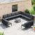 Set de canapele pentru grădină cu pernă 12 pcs Negru Oțel GartenMobel Dekor