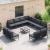 Set de canapele pentru grădină cu pernă 11 pcs Negru Oțel GartenMobel Dekor