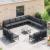 Set de canapele pentru grădină cu pernă 13 pcs Negru Oțel GartenMobel Dekor