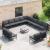 Set de canapele pentru grădină cu pernă 14 pcs Negru Oțel GartenMobel Dekor