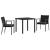Set de masă pentru grădină 3 pcs Negru și Gri Ratan PE GartenMobel Dekor