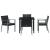 Set de masă pentru grădină 5 pcs Negru și Gri Ratan PE GartenMobel Dekor