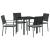 Set de masă pentru grădină 5 pcs Negru și Gri Deschis Ratan PE GartenMobel Dekor