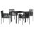 Set de masă pentru grădină 5 pcs Negru Ratan PE GartenMobel Dekor