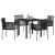Set de masă pentru grădină 5 pcs Negru Ratan PE GartenMobel Dekor