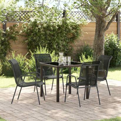 Set de masă pentru grădină 5 pcs Negru GartenMobel Dekor