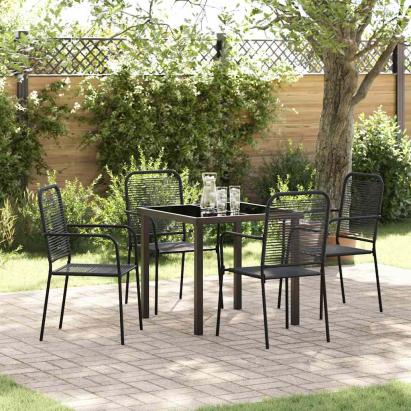 Set de masă pentru grădină 5 pcs Negru GartenMobel Dekor