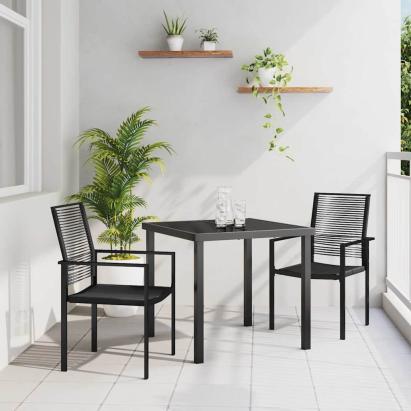 Set de masă pentru grădină 3 pcs Negru GartenMobel Dekor