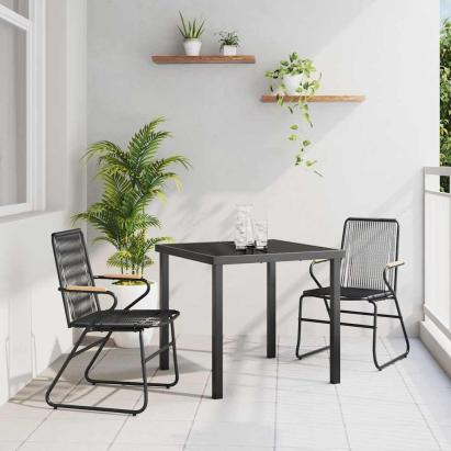 Set de masă pentru grădină 3 pcs Negru GartenMobel Dekor