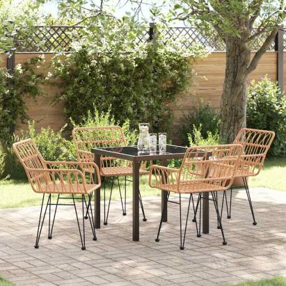 Set de masă pentru grădină 5 pcs Maro Oțel vopsit electrostatic GartenMobel Dekor