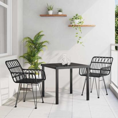 Set de masă pentru grădină 3 pcs Negru GartenMobel Dekor