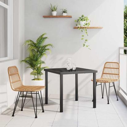Set de masă pentru grădină 3 pcs Maro Oțel vopsit electrostatic GartenMobel Dekor