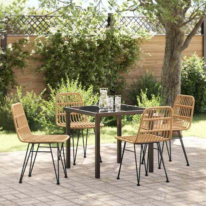 Set de masă pentru grădină 5 pcs Maro Oțel vopsit electrostatic GartenMobel Dekor