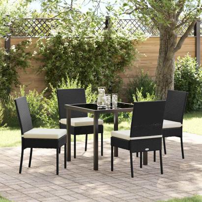 Set de masă pentru grădină 5 pcs Negru GartenMobel Dekor