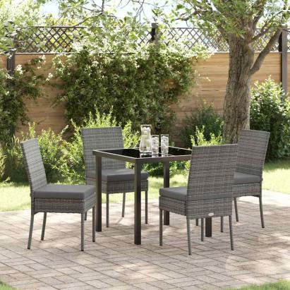 Set de masă pentru grădină 5 pcs Gri Oțel vopsit electrostatic GartenMobel Dekor