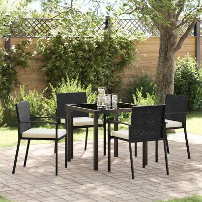 Set de masă pentru grădină 5 pcs Negru GartenMobel Dekor