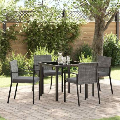 Set de masă pentru grădină 5 pcs Gri Oțel vopsit electrostatic GartenMobel Dekor