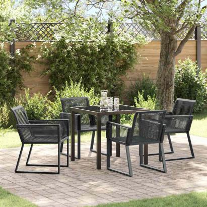 Set de masă pentru grădină 5 pcs Negru GartenMobel Dekor
