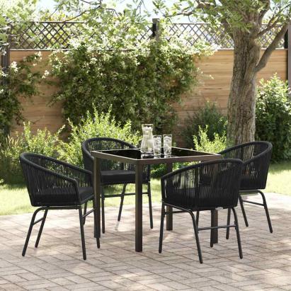 Set de masă pentru grădină 5 pcs Negru GartenMobel Dekor