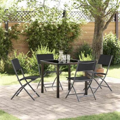 Set de masă pentru grădină 5 pcs Negru GartenMobel Dekor