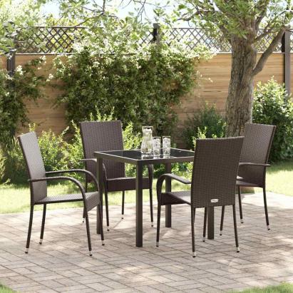 Set de masă pentru grădină 5 pcs Maro Oțel vopsit electrostatic GartenMobel Dekor
