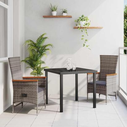 Set de masă pentru grădină 3 pcs Gri Oțel vopsit electrostatic GartenMobel Dekor