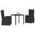 Set de masă pentru grădină cu pernă 3 pcs Negru poliratan GartenMobel Dekor
