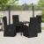Set de masă pentru grădină cu pernă 5 pcs Negru poliratan GartenMobel Dekor