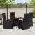 Set de masă pentru grădină cu pernă 5 pcs Negru poliratan GartenMobel Dekor
