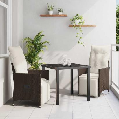 Set de masă pentru grădină cu pernă 3 pcs Maro poliratan GartenMobel Dekor