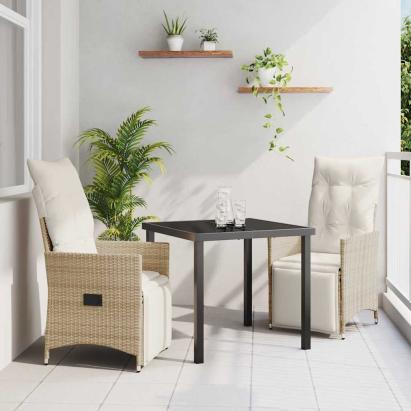 Set de masă pentru grădină cu pernă 3 pcs Bej poliratan GartenMobel Dekor