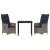 Set de masă și scaune cu pernă 3 pcs Gri Ratan PE GartenMobel Dekor