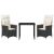 Set de masă pentru grădină cu pernă 3 pcs Negru poliratan GartenMobel Dekor