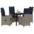 Set de masă pentru grădină cu pernă 5 pcs Negru poliratan GartenMobel Dekor