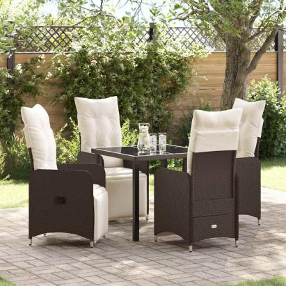Set de masă pentru grădină cu pernă 5 pcs Maro poliratan GartenMobel Dekor