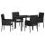 Set de masă pentru grădină cu pernă 5 pcs Negru poliratan GartenMobel Dekor