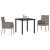 Set de masă pentru grădină cu pernă 3 pcs Gri poliratan GartenMobel Dekor