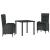 Set de masă pentru grădină cu pernă 3 pcs Negru poliratan GartenMobel Dekor
